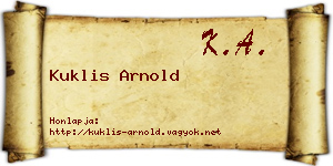Kuklis Arnold névjegykártya