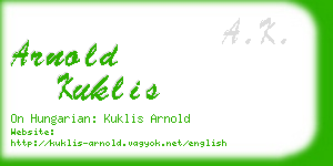 arnold kuklis business card